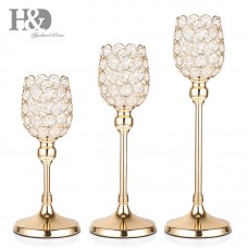 3PCS Gold Crystals Tealight Holder Set Wedding Dinner Table Centerpieces Gifts 704619423679  382517672723